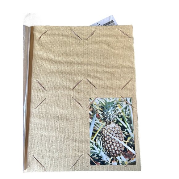 Hawaiian Handmade Photo Album With Palm Tree & Shell Design Dried Leaf Cover VTG - Picture 3 of 16
